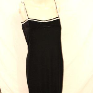 Vintage 90's Esprit de Corp. long black spaghetti strap dress long slit L